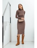 Basic cappuccino turtleneck dress FG624 - Online store - Boutique